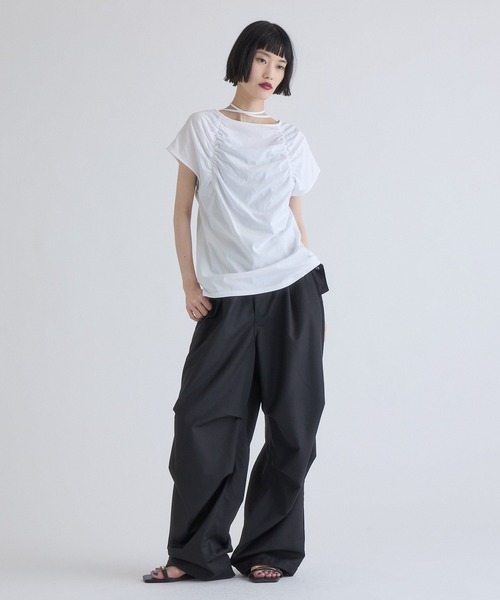 Lui's（ルイス）の「フロントギャザーホルターネックプルオーバーTシャツ（Tシャツ/カットソー・レディース・ブラウン/オフホワイト/ブラック・FREE）」の11枚目の写真