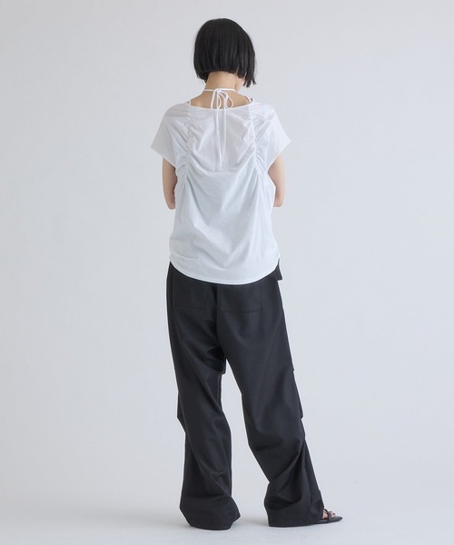 Lui's（ルイス）の「フロントギャザーホルターネックプルオーバーTシャツ（Tシャツ/カットソー・レディース・ブラウン/オフホワイト/ブラック・FREE）」の16枚目の写真