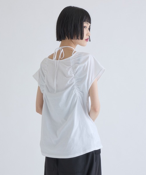 Lui's（ルイス）の「フロントギャザーホルターネックプルオーバーTシャツ（Tシャツ/カットソー・レディース・ブラウン/オフホワイト/ブラック・FREE）」の10枚目の写真