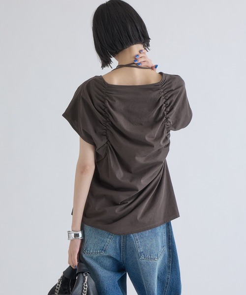 Lui's（ルイス）の「フロントギャザーホルターネックプルオーバーTシャツ（Tシャツ/カットソー・レディース・ブラウン/オフホワイト/ブラック・FREE）」の22枚目の写真