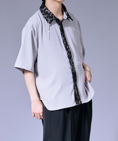 Ellno Loset(エルノロゼット)の「パールロングチェーンレースクレリックシャツ(シャツ/ブラウス・メンズ・ブラック/オフホワイト/グレー・SMALL/MEDIUM/LARGE)」の11枚目の写真