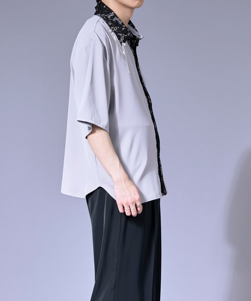 Ellno Loset(エルノロゼット)の「パールロングチェーンレースクレリックシャツ(シャツ/ブラウス・メンズ・ブラック/オフホワイト/グレー・SMALL/MEDIUM/LARGE)」の13枚目の写真