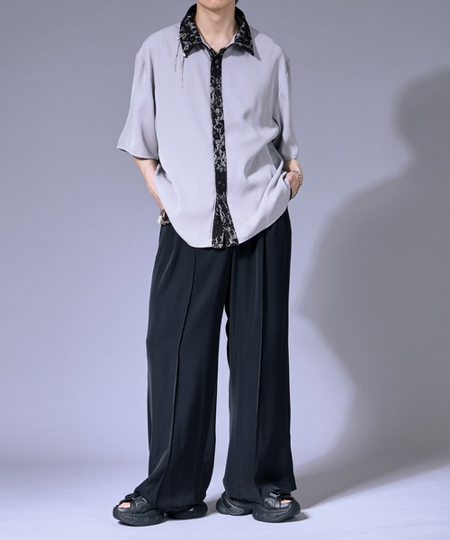 Ellno Loset(エルノロゼット)の「パールロングチェーンレースクレリックシャツ(シャツ/ブラウス・メンズ・ブラック/オフホワイト/グレー・SMALL/MEDIUM/LARGE)」の16枚目の写真