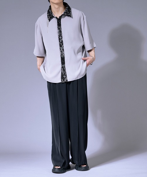 Ellno Loset(エルノロゼット)の「パールロングチェーンレースクレリックシャツ(シャツ/ブラウス・メンズ・ブラック/オフホワイト/グレー・SMALL/MEDIUM/LARGE)」の17枚目の写真