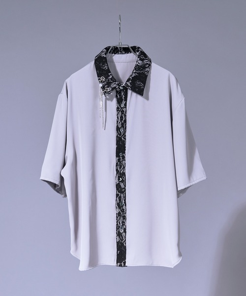 Ellno Loset(エルノロゼット)の「パールロングチェーンレースクレリックシャツ(シャツ/ブラウス・メンズ・ブラック/オフホワイト/グレー・SMALL/MEDIUM/LARGE)」の9枚目の写真