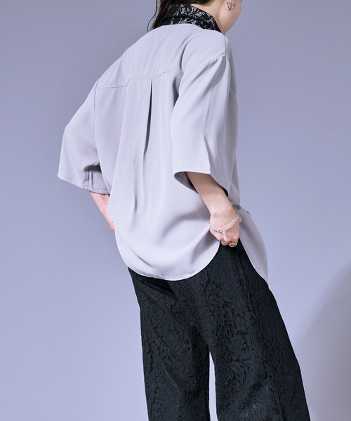 Ellno Loset(エルノロゼット)の「パールロングチェーンレースクレリックシャツ(シャツ/ブラウス・メンズ・ブラック/オフホワイト/グレー・SMALL/MEDIUM/LARGE)」の14枚目の写真