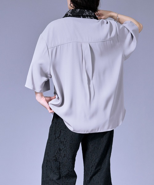 Ellno Loset(エルノロゼット)の「パールロングチェーンレースクレリックシャツ(シャツ/ブラウス・メンズ・ブラック/オフホワイト/グレー・SMALL/MEDIUM/LARGE)」の15枚目の写真