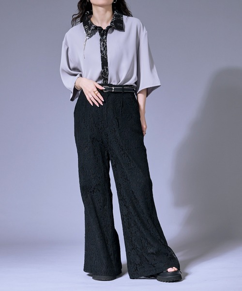 Ellno Loset(エルノロゼット)の「パールロングチェーンレースクレリックシャツ(シャツ/ブラウス・メンズ・ブラック/オフホワイト/グレー・SMALL/MEDIUM/LARGE)」の21枚目の写真