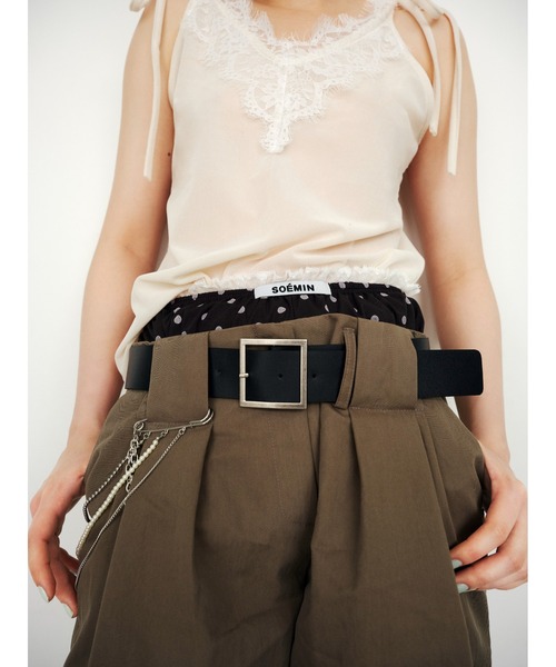 SOEMIN（ソミン）の「Sheer velour lace camisole／シアーベロアレースキャミソール（キャミソール・レディース・ブラック/ホワイト/ベージュ・FREE）」の4枚目の写真