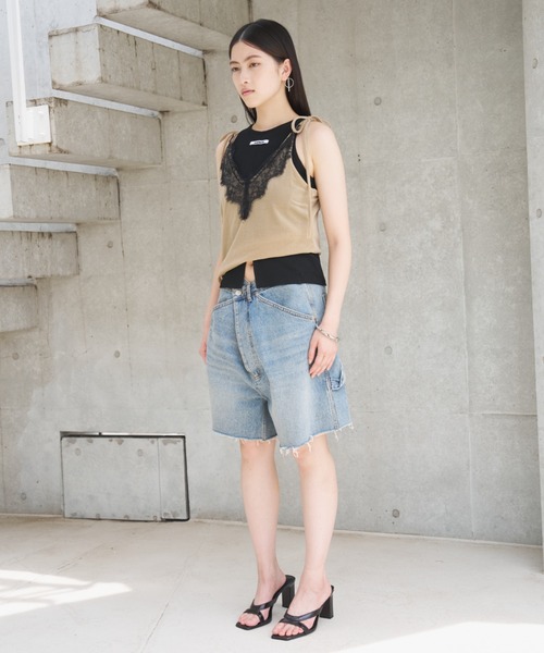 SOEMIN(ソミン)の「Sheer velour lace camisole/シアーベロアレースキャミソール(キャミソール・レディース・ブラック/ホワイト/ベージュ・FREE)」の18枚目の写真