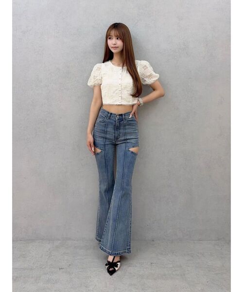 EATME(イートミー)の「BACKリボンカットアウトデニムパンツ(デニムパンツ・レディース・ブラック/ブルー・MEDIUM/SMALL/X-SMALL)」の7枚目の写真
