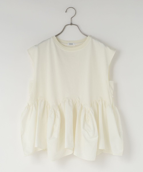 LOWRYS FARM(ローリーズファーム)の「ドッキングペプラムノースリーブ 1032148(Tシャツ/カットソー・レディース・チャコールグレー/ネイビー/アイボリー・FREE)」の5枚目の写真