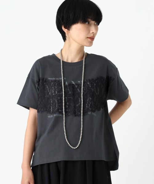 Elura(エルーラ)の「レースロゴTシャツ/1043154(Tシャツ/カットソー・レディース・ホワイト/スミクロ・FREE)」の2枚目の写真