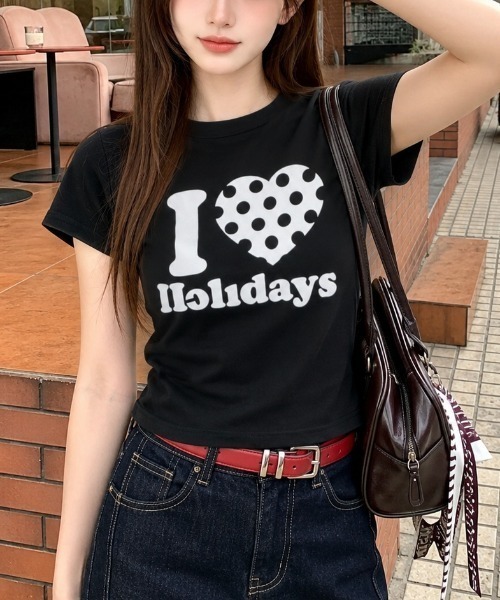 MELT(メルト)の「アイラブプリントTシャツ(Tシャツ/カットソー・レディース・ブラック系その他/ピンク/ホワイト/ブラック・M)」の3枚目の写真