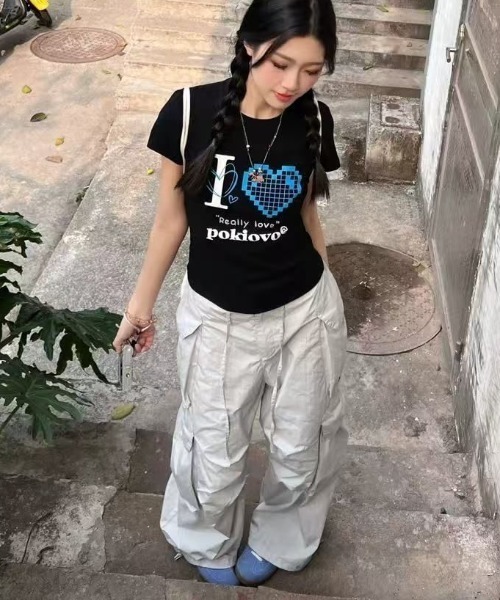 MELT(メルト)の「アイラブプリントTシャツ(Tシャツ/カットソー・レディース・ブラック系その他/ピンク/ホワイト/ブラック・M)」の6枚目の写真