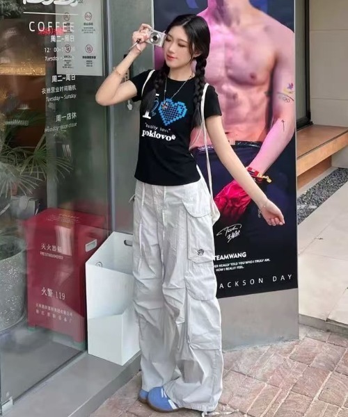 MELT(メルト)の「アイラブプリントTシャツ(Tシャツ/カットソー・レディース・ブラック系その他/ピンク/ホワイト/ブラック・M)」の7枚目の写真