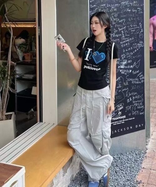 MELT(メルト)の「アイラブプリントTシャツ(Tシャツ/カットソー・レディース・ブラック系その他/ピンク/ホワイト/ブラック・M)」の8枚目の写真