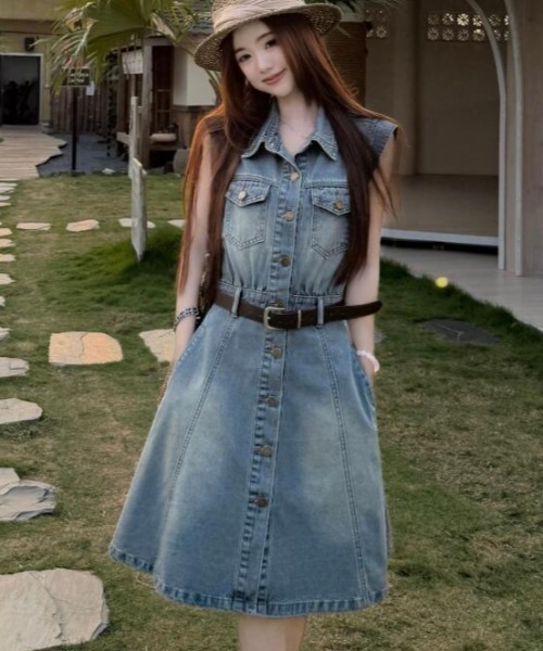 semplice（センプリチェ）の「ワンピース【韓国ファッション】（ワンピース・レディース・ブルー・L/M/S）」の5枚目の写真