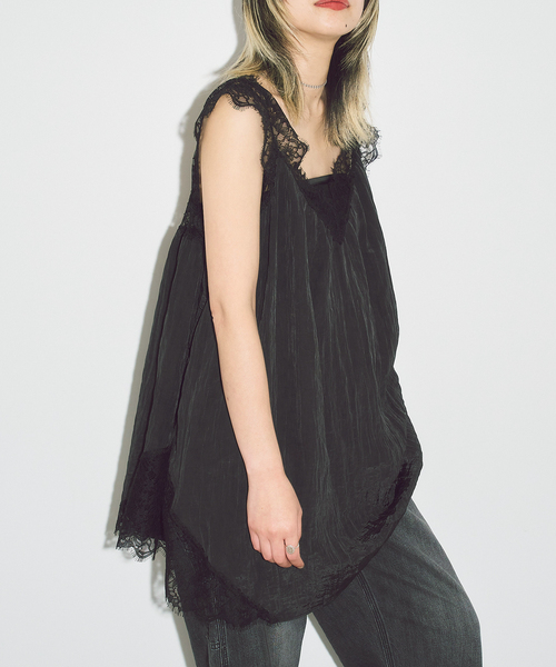 CITYSHOP(シティーショップ)の「LACE TANK ブラウス(シャツ/ブラウス・レディース・アイボリー/ブラック・FREE)」の1枚目の写真