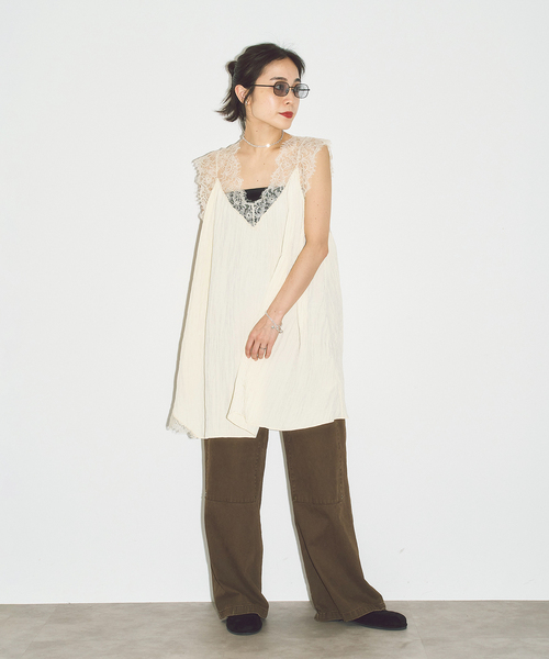 CITYSHOP(シティーショップ)の「LACE TANK ブラウス(シャツ/ブラウス・レディース・アイボリー/ブラック・FREE)」の8枚目の写真