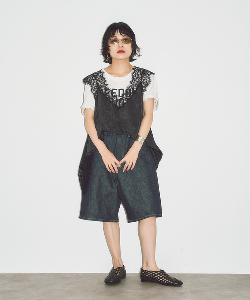 CITYSHOP(シティーショップ)の「LACE TANK ブラウス(シャツ/ブラウス・レディース・アイボリー/ブラック・FREE)」の10枚目の写真