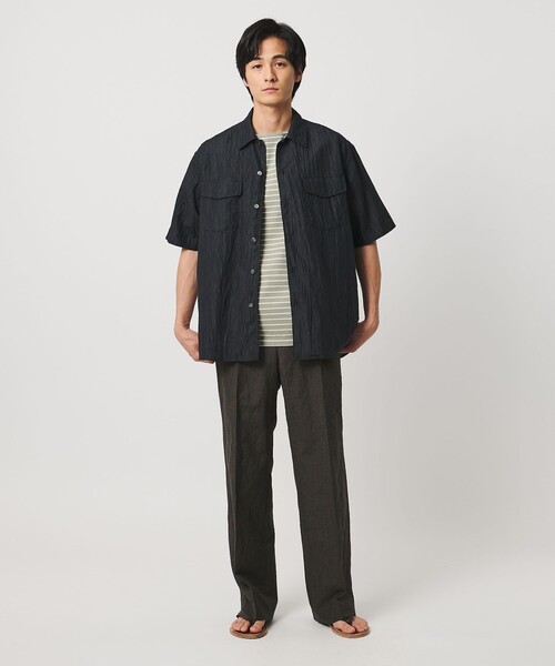 UNITED ARROWS(ユナイテッドアローズ)の「ジャガード ボーダー バスクシャツ(Tシャツ/カットソー・メンズ・ネイビー/オリーブ・S/XL/L/M)」の3枚目の写真