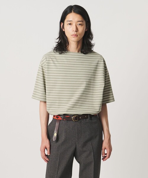 UNITED ARROWS(ユナイテッドアローズ)の「ジャガード ボーダー バスクシャツ(Tシャツ/カットソー・メンズ・ネイビー/オリーブ・S/XL/L/M)」の4枚目の写真