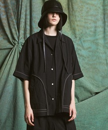 《UNISEX》Lyocell Nylon Washer Prime-Over Piping-detailed Switched Open-collar Shirt/リヨセルナイロンワッシャープライムオーバーパイピングスイッチングオープンカラーシャツ【MAISON SPECIAL/メゾンスペシャル】■セットアップ対応■