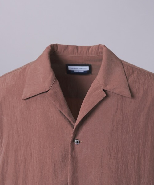MAISON SPECIAL(メゾンスペシャル)の「《UNISEX》Lyocell Nylon Washer Prime-Over Piping-detailed Switched Open-collar Shirt/リヨセルナイロンワッシャープライムオーバーパイピングスイッチングオープンカラーシャツ【MAISON SPECIAL/メゾンスペシャル】■セットアップ対応■(シャツ/ブラウス・メンズ・ブラック/グレイッシュベージュ/ブラウン・1/0/2)」の21枚目の写真