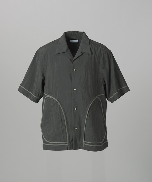 MAISON SPECIAL(メゾンスペシャル)の「《UNISEX》Lyocell Nylon Washer Prime-Over Piping-detailed Switched Open-collar Shirt/リヨセルナイロンワッシャープライムオーバーパイピングスイッチングオープンカラーシャツ【MAISON SPECIAL/メゾンスペシャル】■セットアップ対応■(シャツ/ブラウス・メンズ・ブラック/グレイッシュベージュ/ブラウン・1/0/2)」の16枚目の写真