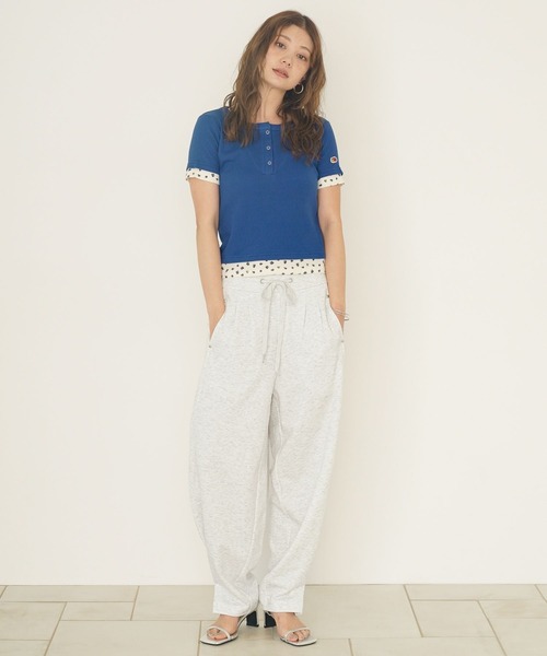 FRUIT OF THE LOOM（フルーツオブザルーム）の「【FRUIT OF THE LOOM / BAYFLOW】ワッフルヘンリーT（WOMEN）（Tシャツ/カットソー・レディース・ピンク/イエロー/ブルー・FREE）」の4枚目の写真