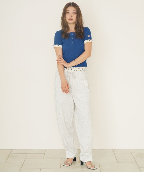 FRUIT OF THE LOOM（フルーツオブザルーム）の「【FRUIT OF THE LOOM / BAYFLOW】ワッフルヘンリーT（WOMEN）（Tシャツ/カットソー・レディース・ピンク/イエロー/ブルー・FREE）」の5枚目の写真
