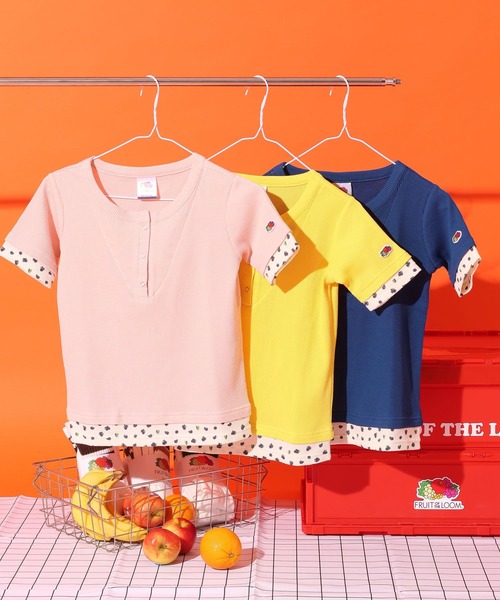 FRUIT OF THE LOOM（フルーツオブザルーム）の「【FRUIT OF THE LOOM / BAYFLOW】ワッフルヘンリーT（WOMEN）（Tシャツ/カットソー・レディース・ピンク/イエロー/ブルー・FREE）」の11枚目の写真
