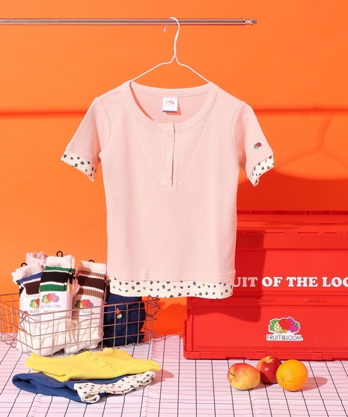 FRUIT OF THE LOOM（フルーツオブザルーム）の「【FRUIT OF THE LOOM / BAYFLOW】ワッフルヘンリーT（WOMEN）（Tシャツ/カットソー・レディース・ピンク/イエロー/ブルー・FREE）」の12枚目の写真