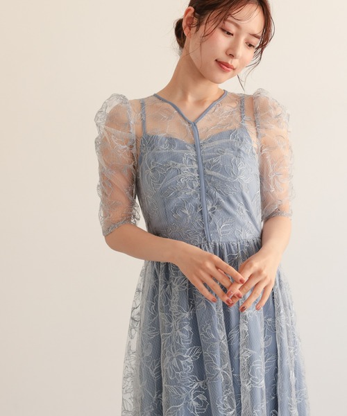 haremode（ハレモード）の「フロントラインレイヤードドレス（ドレス・レディース・ベージュ/ブラック/ライトブルー・S/M）」の3枚目の写真