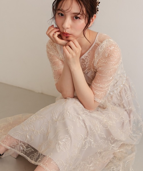 haremode（ハレモード）の「フロントラインレイヤードドレス（ドレス・レディース・ベージュ/ブラック/ライトブルー・S/M）」の21枚目の写真
