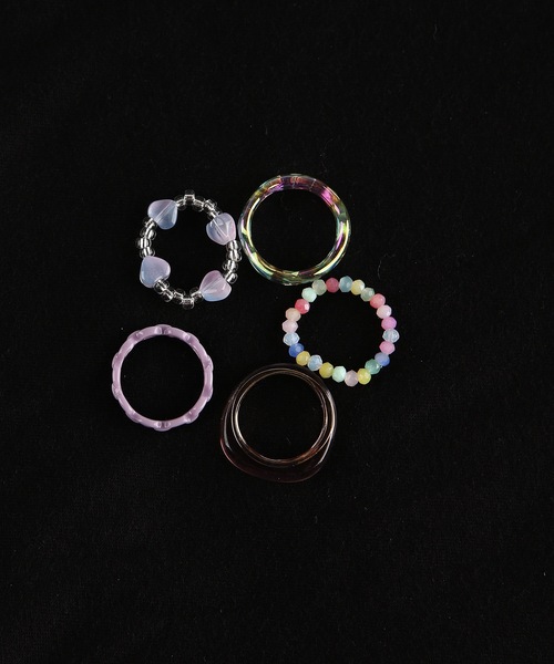 MIMILINE（ミミライン）の「ハートクリアリングSET（５P)（リング・レディース・ピンク/シルバー/ホワイト/ライトピンク・FREE）」の2枚目の写真