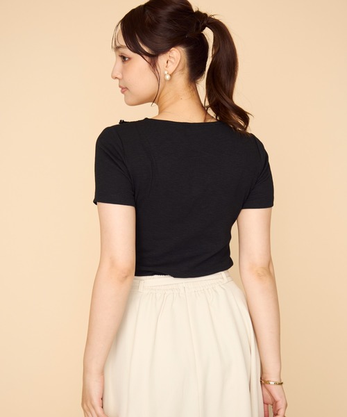 MISCH MASCH(ミッシュマッシュ)の「2026春夏新作 フラワーレースネック半袖トップス(Tシャツ/カットソー・レディース・ホワイト/ブラック/ブラウン・フリ-)」の21枚目の写真