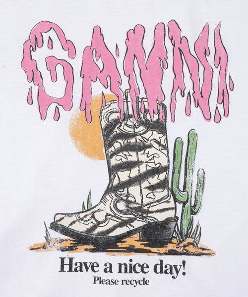 GANNI（ガニー）の「Basic cotton Western zebra boot tee（Tシャツ/カットソー・レディース・ホワイト系その他・S/M/L）」の3枚目の写真