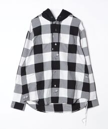 BLOCK CHECK HOODED SHIRT