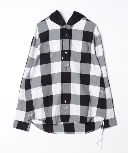 mastermind JAPAN(マスターマインド)の「BLOCK CHECK HOODED SHIRT(シャツ/ブラウス・メンズ・ブルー系その他/グリーン系その他/ホワイト系その他・XL)」の1枚目の写真