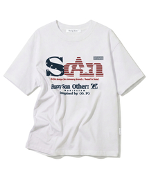 FUZZY SCAN（ファジスキャン）の「アメリカンロゴオーバーサイズ半袖Tシャツホワイト（Tシャツ/カットソー）」