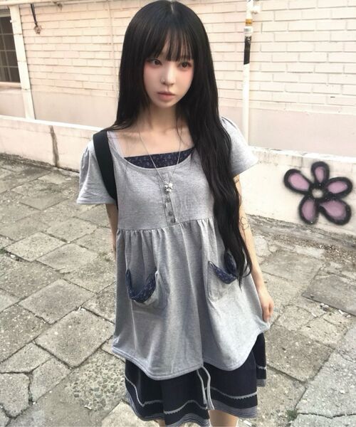 BAUF（バウフ）の「レースシャーリングスカート[ネイビー]（スカート・レディース・その他・FREE）」の7枚目の写真