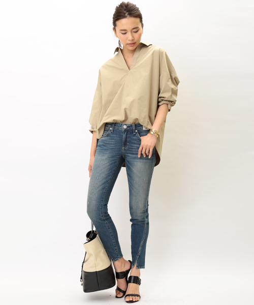 GALLARDAGALANTE（ガリャルダガランテ）の「BIGシャツ（シャツ/ブラウス・レディース・カーキ/オフホワイト/ベージュ/ネイビー・FREE）」の10枚目の写真