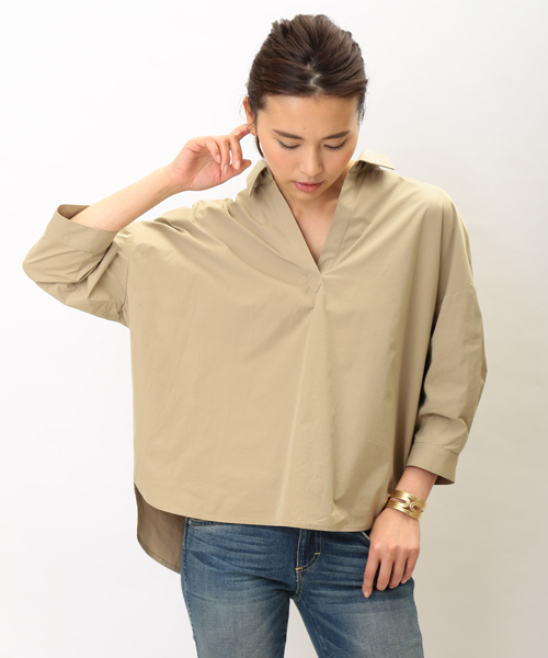 GALLARDAGALANTE（ガリャルダガランテ）の「BIGシャツ（シャツ/ブラウス・レディース・カーキ/オフホワイト/ベージュ/ネイビー・FREE）」の18枚目の写真