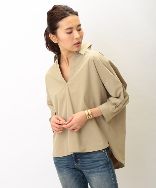 GALLARDAGALANTE（ガリャルダガランテ）の「BIGシャツ（シャツ/ブラウス・レディース・カーキ/オフホワイト/ベージュ/ネイビー・FREE）」の19枚目の写真