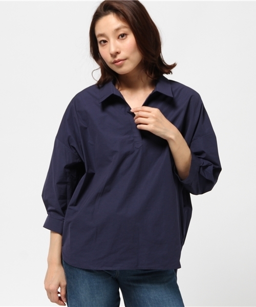 GALLARDAGALANTE（ガリャルダガランテ）の「BIGシャツ（シャツ/ブラウス・レディース・カーキ/オフホワイト/ベージュ/ネイビー・FREE）」の4枚目の写真