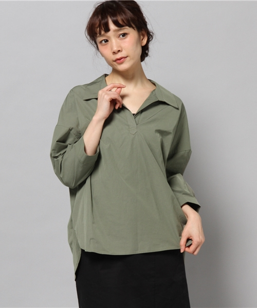 GALLARDAGALANTE（ガリャルダガランテ）の「BIGシャツ（シャツ/ブラウス・レディース・カーキ/オフホワイト/ベージュ/ネイビー・FREE）」の5枚目の写真