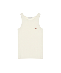 RIB EMBROIDERY SLEEVELESS TOP_CREAM