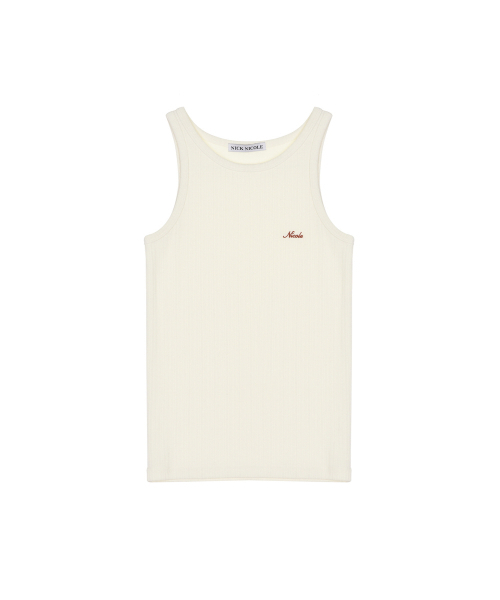 NICK&NICOLE(ニックアンドニコール)の「RIB EMBROIDERY SLEEVELESS TOP_CREAM(Tシャツ/カットソー・レディース・その他・FREE)」の1枚目の写真